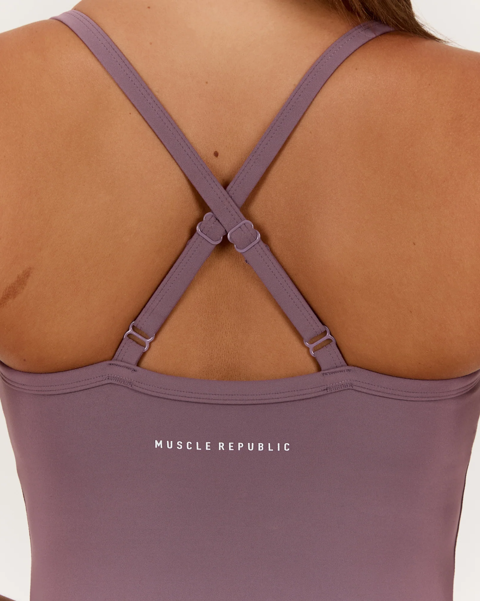 AIRE V NECK CROSS BACK TOP - PLUM - Image 4
